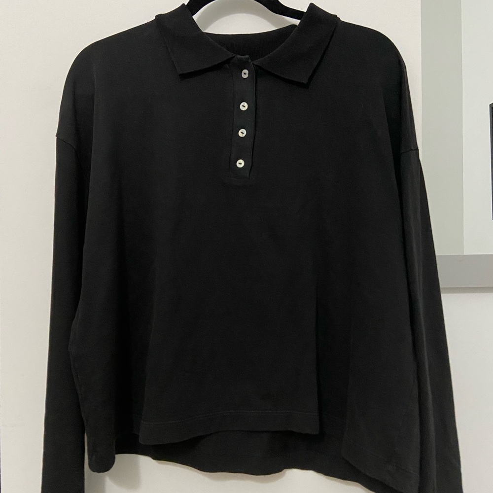 Zara Never Worn “Washed Cotton Polo” - Black